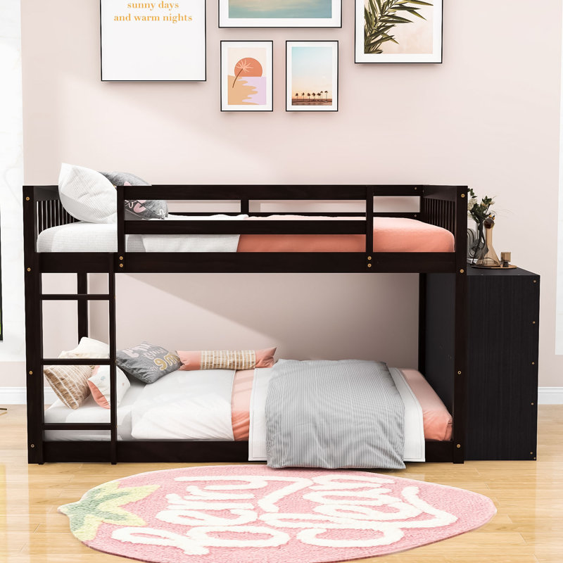 Farschid Kids Bunk Bed with Drawers, Espresso, Full