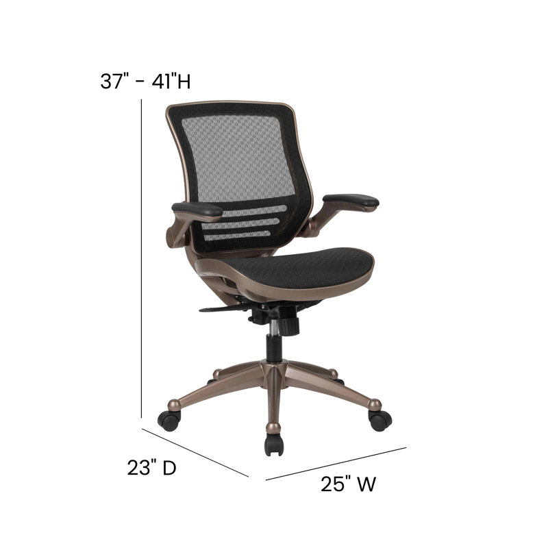 Fauteuil de direction en filet à dossier moyen avec accoudoirs rabattables Mignone