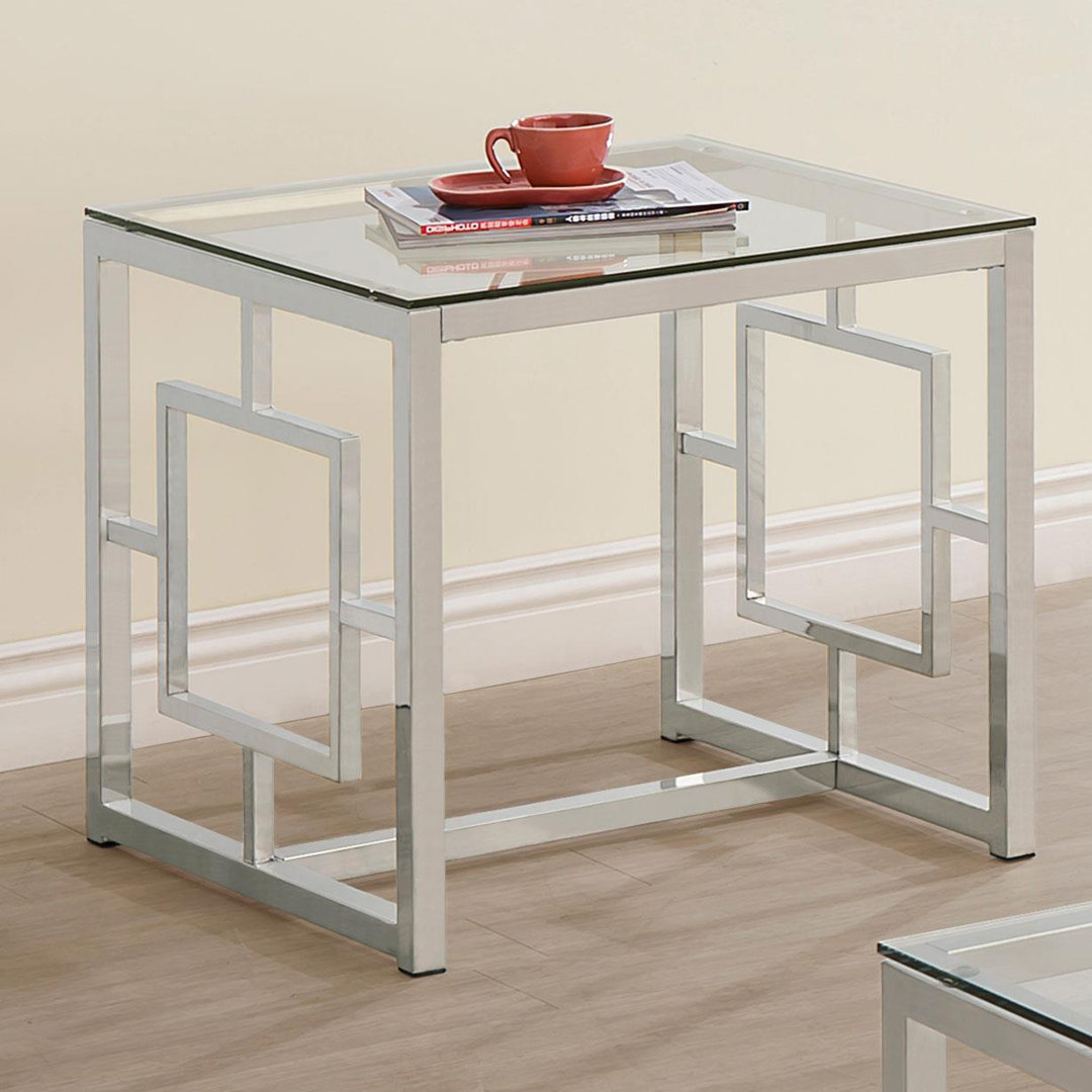 Beaufain Square Tempered Glass Top End Table Etta Avenue™