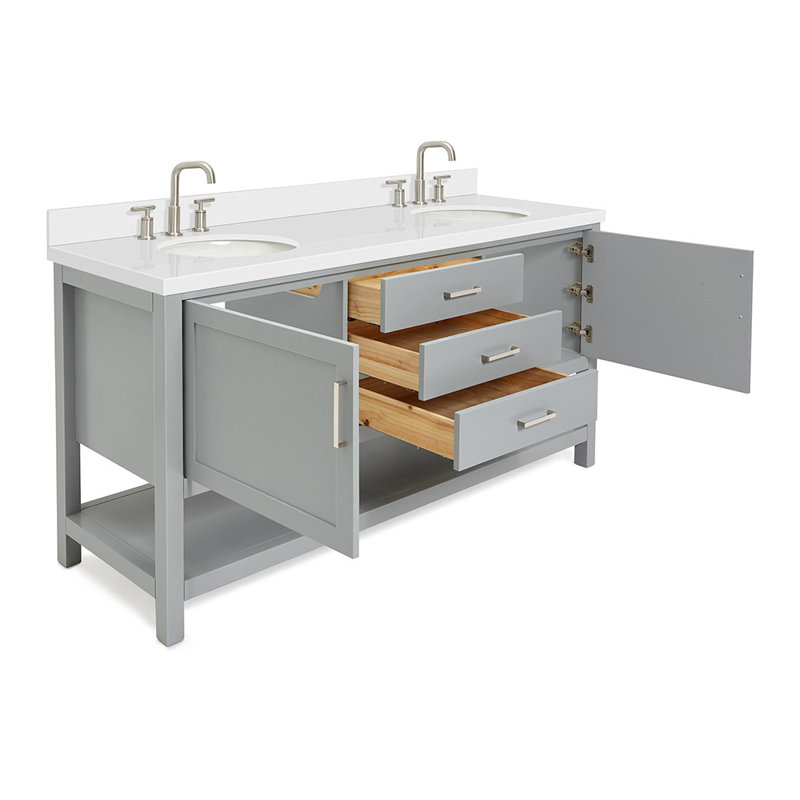 Bayhill Double Vanity, Oval, White, White Quartz
