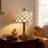 13.4-Inch H  Antique Brass Yellow Beaded Tiffany-Style Table Lamp, Bedside Night Lamp