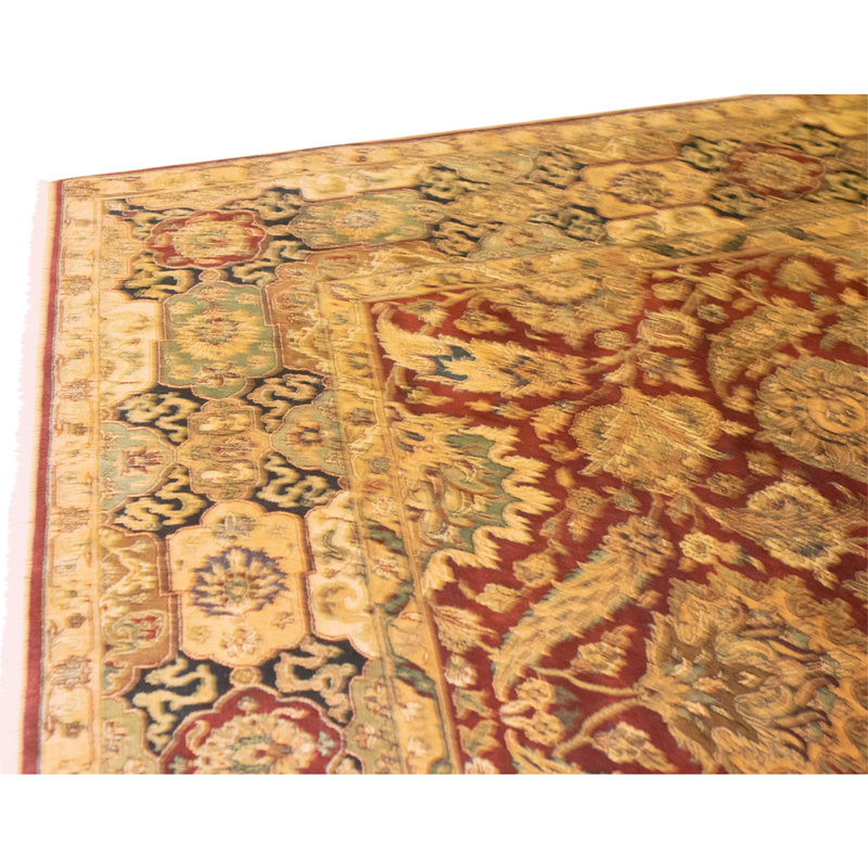 Tapis rouge et noir noué à la main de haute qualité