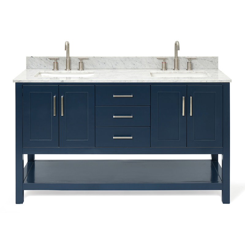 Magnolia Bath Vanity Rectangular Basin S073DCW2R, Oval, Midnight Blue, 61"