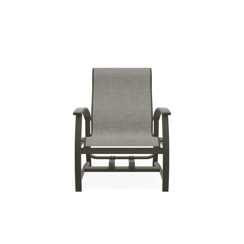 Belle Isle Sling Aluminum Frame Hidden Motion Chat/Lounge Chair With Marine Grade Polymer Arm Accent, Storm, Burke