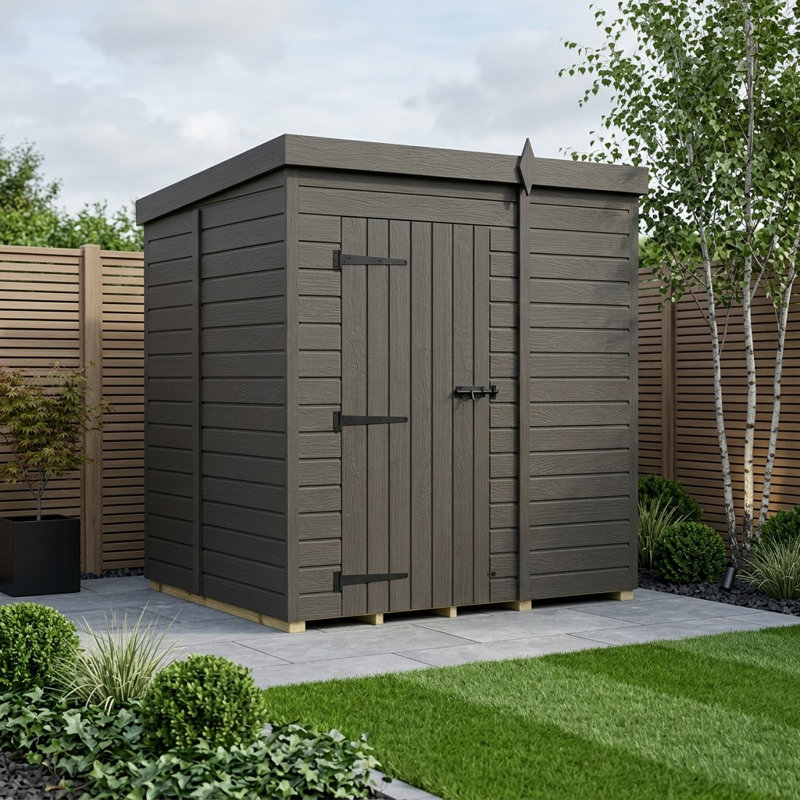 Total Sheds 6ft x 5ft Composite Pent Garden Shed - Single Door - No Windows - EPDM Rubber Roof - UK Manufactured