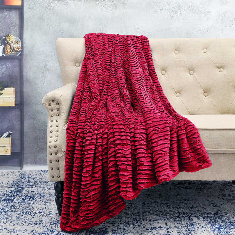 Knitted Throw Blanket, Burgundy
