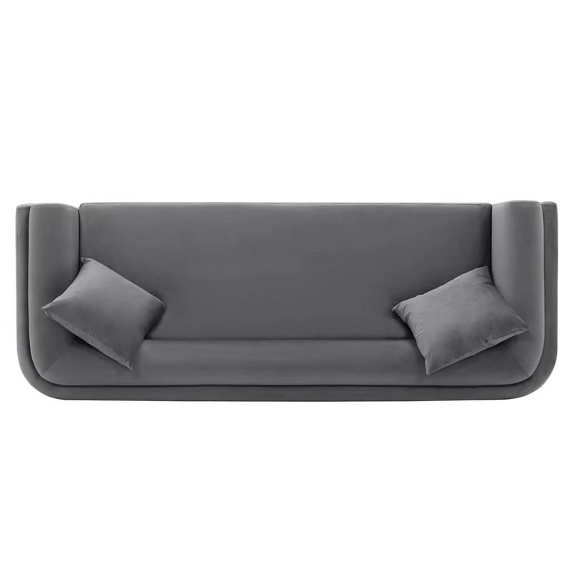 Yussef 90.94'' Velvet Round Arm Sofa, Dark Gray Velvet