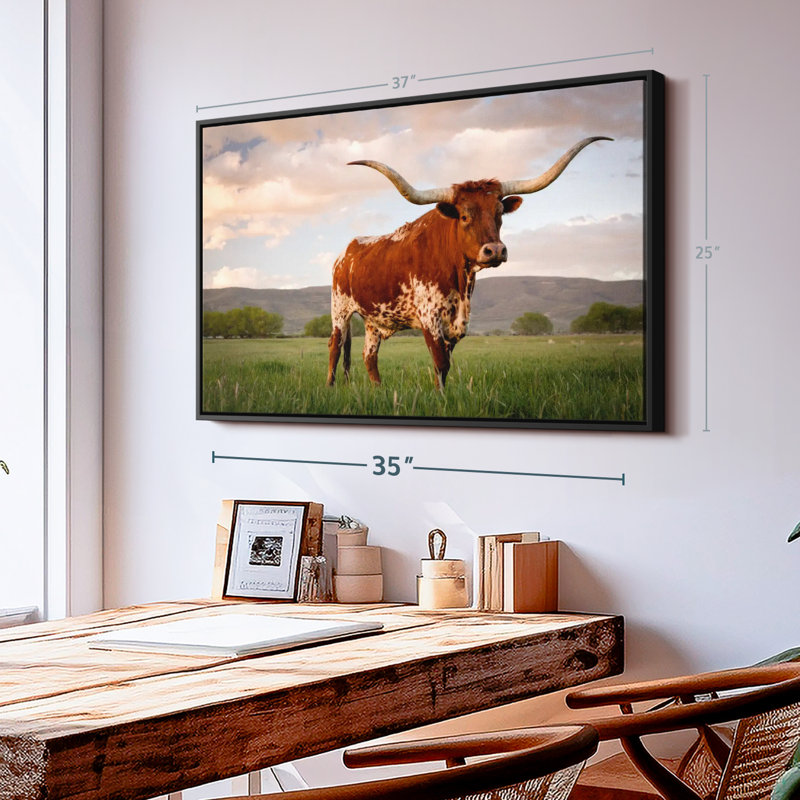 «Brown Texas Longhorn Wall Art», H 37 po x l 25 po