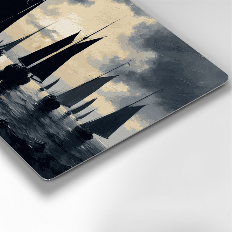 Transport, silhouettes de voilier et voilier en métal gris, H 12 po x l 18 po x P 0,05 po