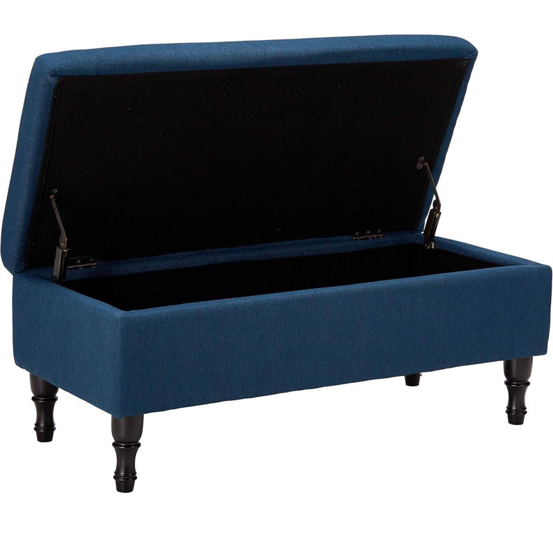 Fabric Ottoman Storage Bench, Blue