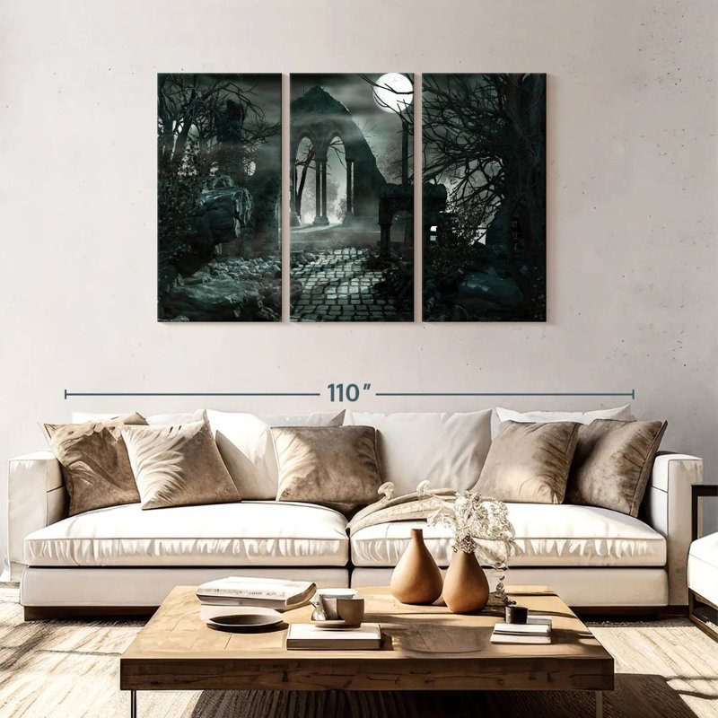 Moonlit Gothic Ruins, 48" H x 74" W