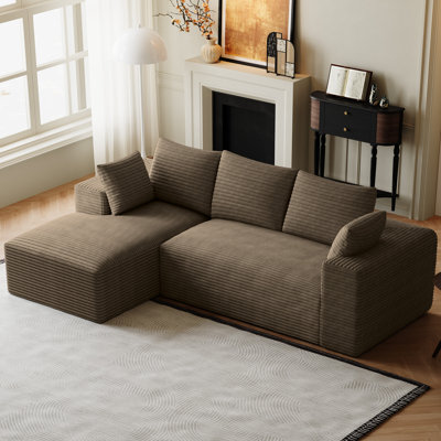 Adame 110"W Sectional Sofa Couch With L‑Shaped Chaise, Cup Holders & Storage Pockets - No Assembly Required