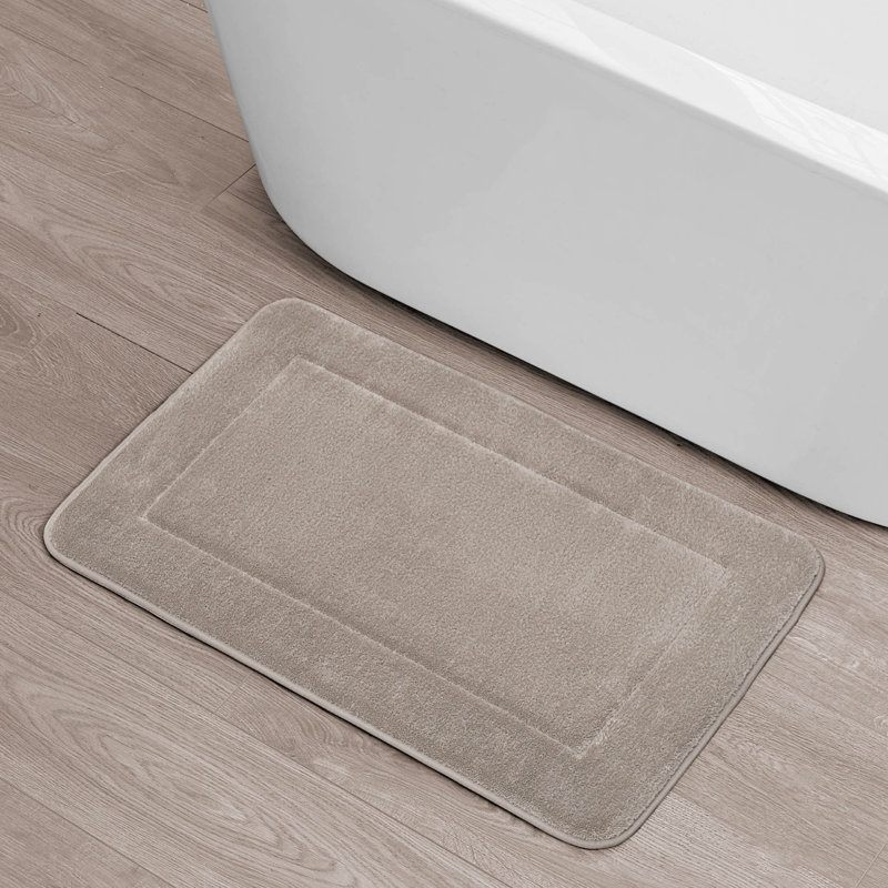 Non-Slip Bath Rug - Basics by Wayfair™, Linen, 20" W x 32" L