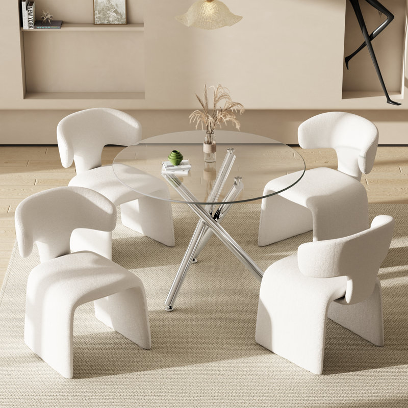 Ensemble de salle à manger Hoggan, 5 Pieces: Table, 4 Chairs, 29.5" H x 36" L x 36" W, Silver