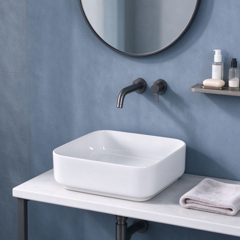 Topcraft Square Art Vessel Sink White