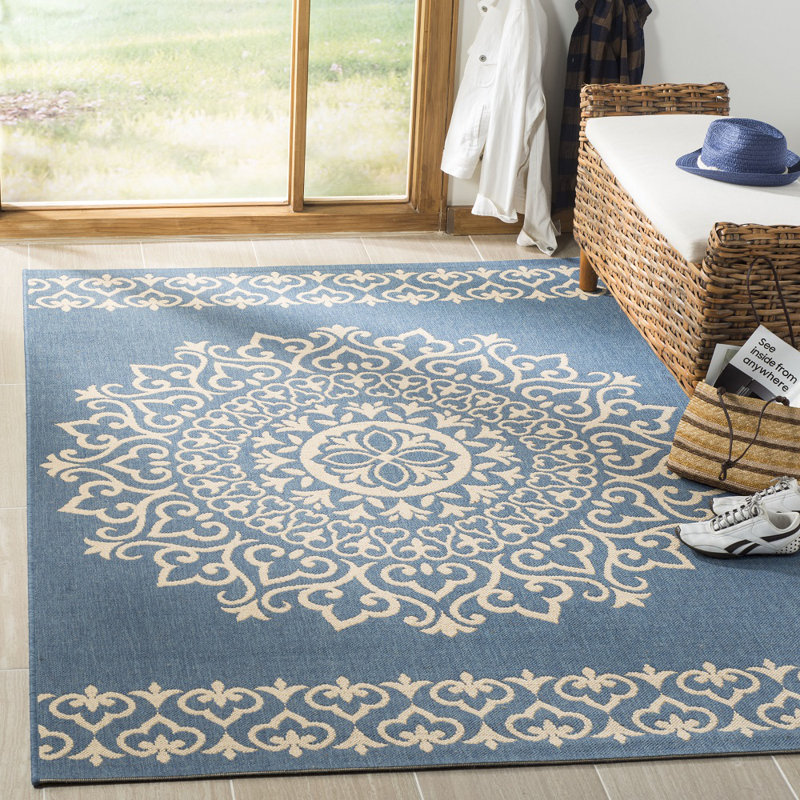 Tapis oriental intérieur / extérieur Burnell 100 Performance, Rectangle 5 pi 3 po x 7 pi 6 po