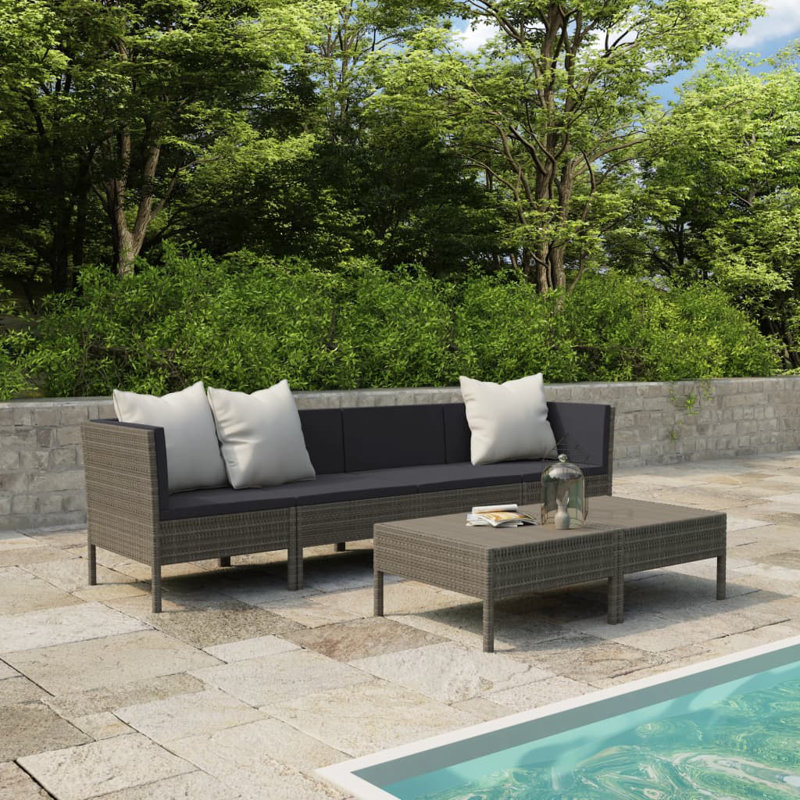 Chaise longue avec coussins 6 pièces Poul, Anthracite, gris