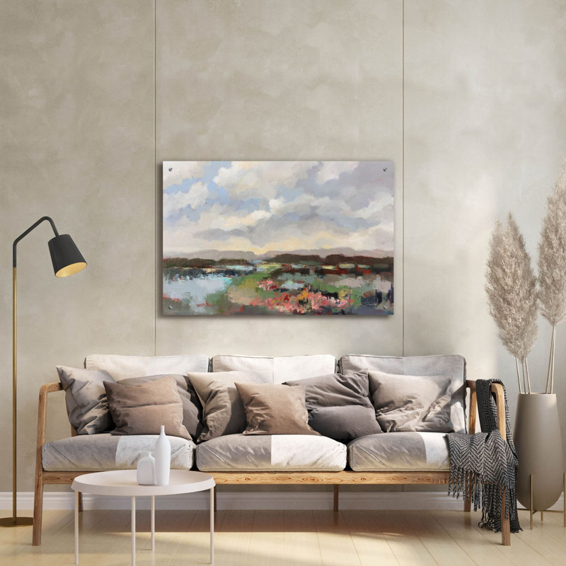 Art mural en verre épique «By the Lake» par Silvia Vassileva, 36 po x 24 po, H 24 po x l 36 po