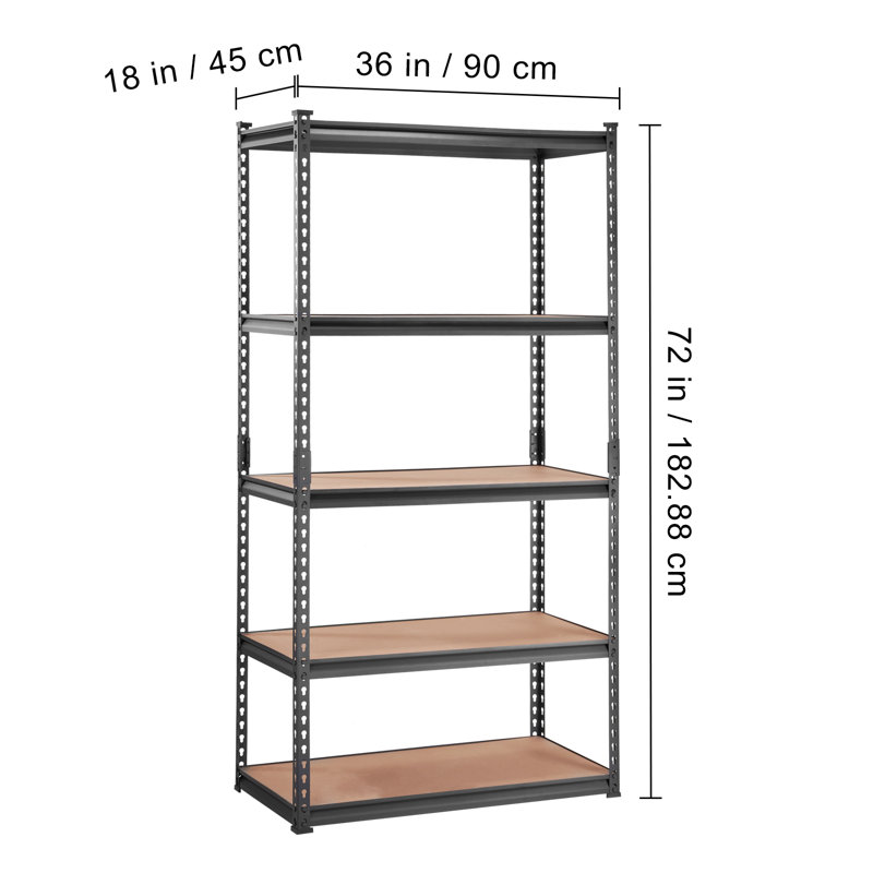 Mariapaula Steel Height -Adjustable Shelving Unit, 72" H x 36" W x 18" D