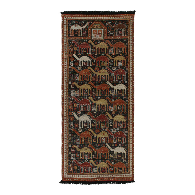 Burano Hand Knotted Wool Animal Print Area Rug, Square 4'