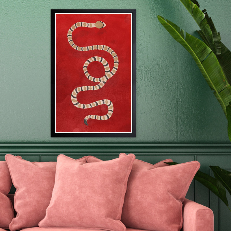 «Wild Animals Ruby Snake», reproduction d'art graphique sur papier encadré, H 19 po x l 13 po x P 0,5 po, Cadre noir