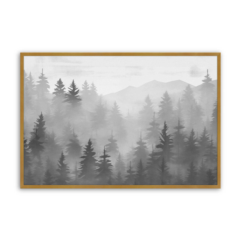 Smoky Pines, 25.25" H x 37.25" W, Single Picture Frame Polished Gold