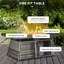 6 Person Grey Rattan Garden Sofa Set with 50000 BTU Gas Fire Pit Table, Wind Guard and Thick Cushions
