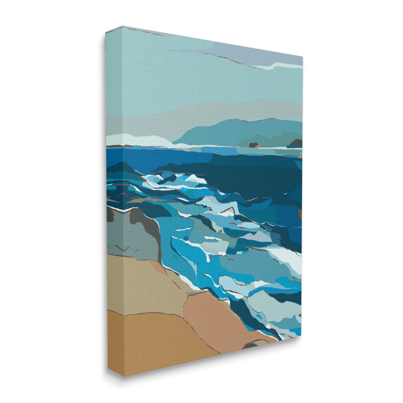 «Contemporary Beach Shore Waves» par Nikita Jariwala, impression sur toile tendue, H 20 po x l 16 po x P 1,5 po