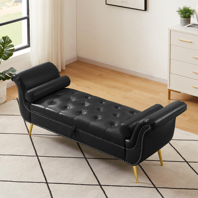 Kilner Faux Leather Upholstered Storage Bench, Black