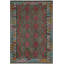 Tapis géométrique en laine fait à la main à motif géométrique rectangulaire rouge 5 pi 10 po x 7 pi 10 po Kelvontae