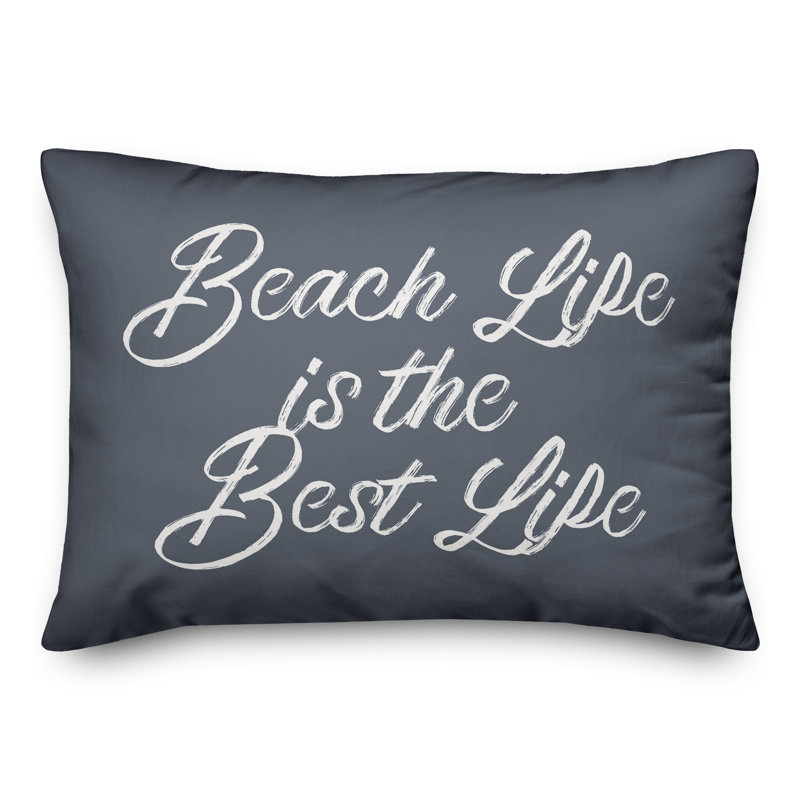 Outdoor Reversible Throw Pillow, 18" H x 25" W, Blue
