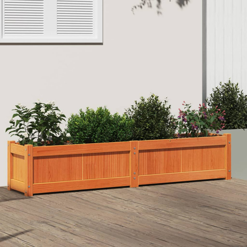 Bringier Garden Planter, 31cm H x 180cm W x 31cm D, Brown Pine, 1