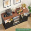 Armoire-bar à vin de 55 po avec station de charge, support à vin et réfrigérateur, buffet cannelé avec tiroirs pour la cuisine, la salle à manger et le salon-130186943