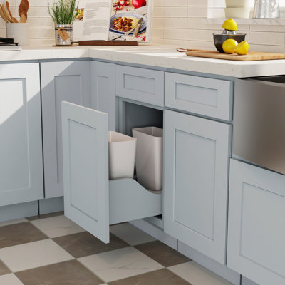 CASAINC Ready-to-Assemble W18"x D24"x H34.5" Kitchen Waste Basket Base Cabinet