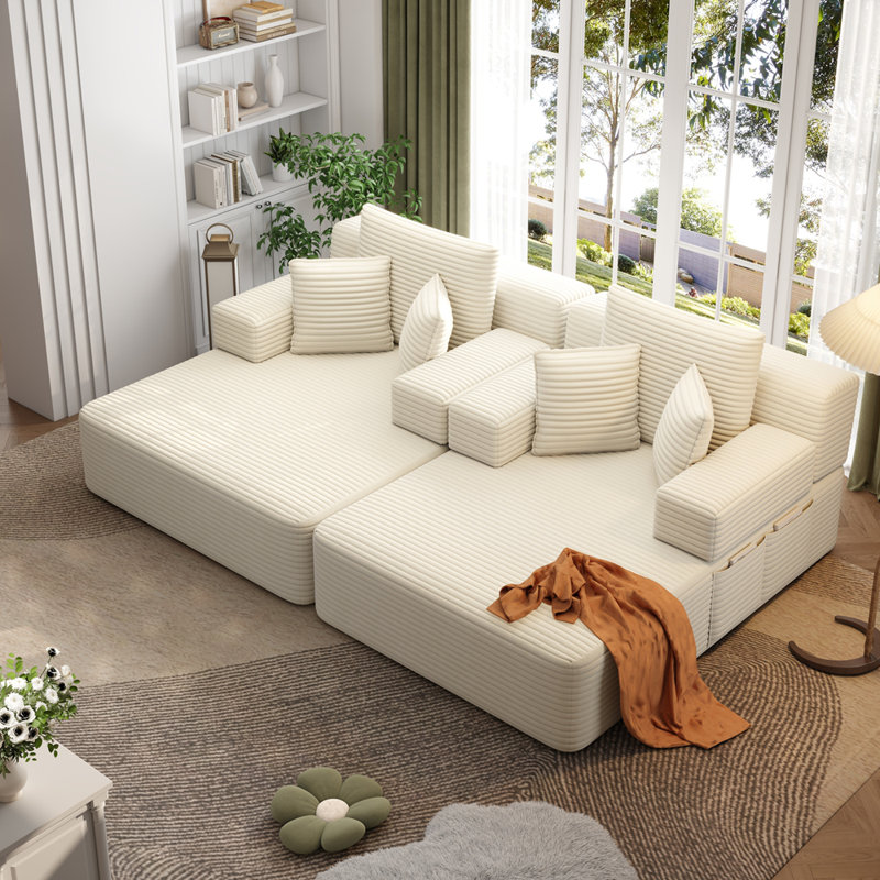 Ensemble de chaise longue surdimensionnée 2 pièces, Beige