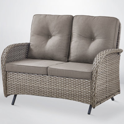 Valierius Stylish Patio Loveseat Glider Sofa With Water-Resistant Cushions - Smooth Gliding Experience And Durable Design For Backyard, Garden, And Balcony Relaxation