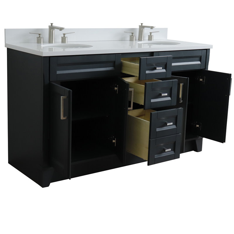 Fraiture 61'' Double Bathroom Vanity with Quartz Top