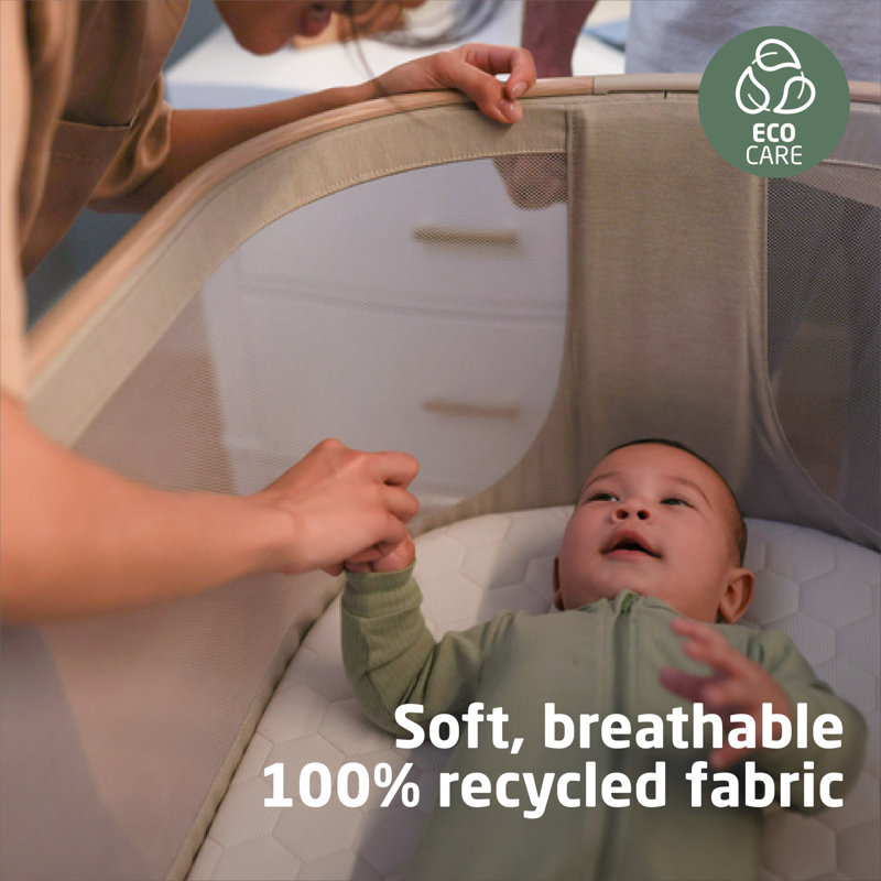 Iora Bedside Crib with Mattress, Beige