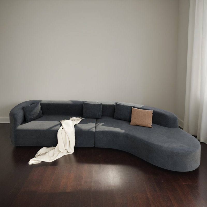 Canapé modulaire rembourré 2 pièces pour le salon, Mélange de polyester gris