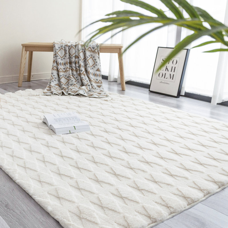 Tapis à poils longs lavable crème Pelo Diamond 5 x 7