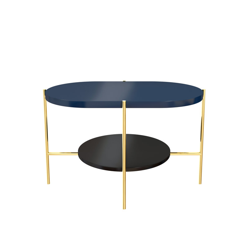 Borealis Four Leg Coffee Table with Storage, Navy/Gold