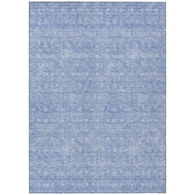 3' X 5' Ivory Floral Washable Indoor Outdoor Area Rug