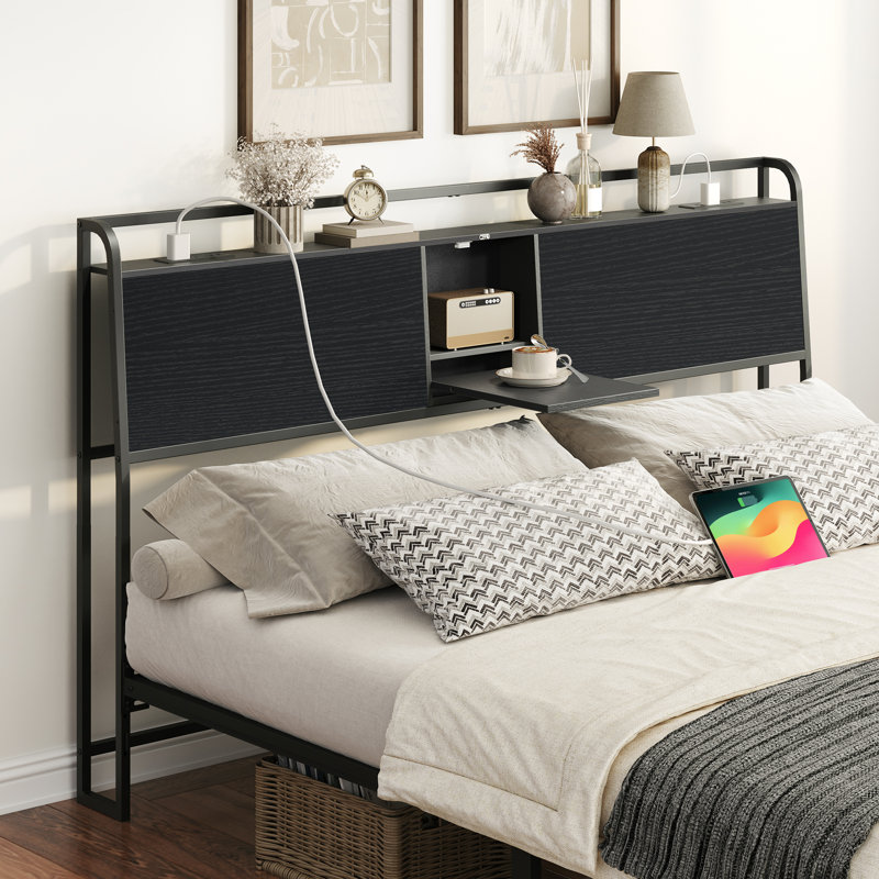 Tête de lit Yezda H 40,9 po avec 4 prises et 4 ports USB, Très grand