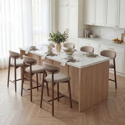 Vannie Upholstered Counter Stool with Solid Wood Frame