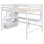 Lit mezzanine double avec bureau intégré, tablettes et escalier de rangement