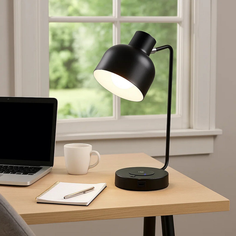 Lampe de table noire 15,25 po USB