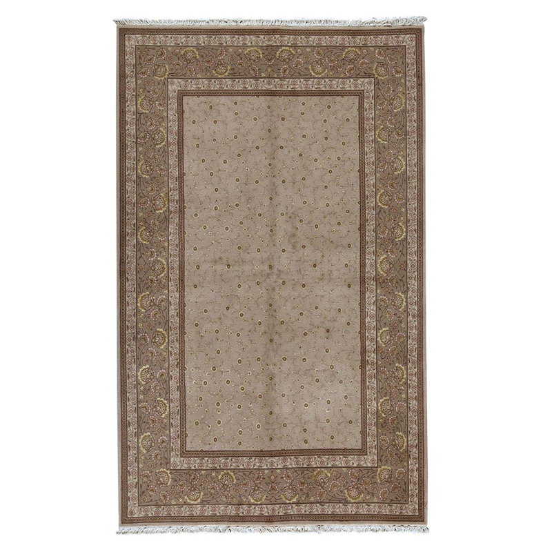 Tapis unique noué à la main beige / brun de haute qualité