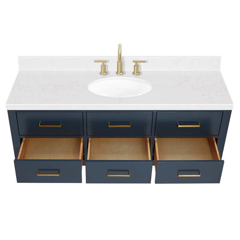 Ensemble de meuble-lavabo simple mural 54,25 "Macmullin, Bleu minuit