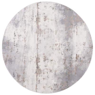 Tapis en polypropylène / polyester abstrait tissé à la machine en gris / beige