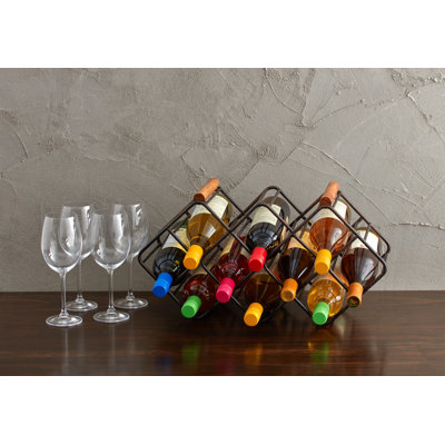 Gourmet Basics by Mikasa 12-Bottle Metal Stackable Wine Storage Rack, Antique Black by Gourmet Basics by Mikasa